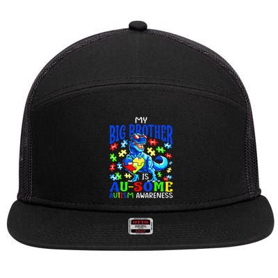 Autism Support Autistic My Big Brother Is Awesome Dinosaur 7 Panel Mesh Trucker Snapback Hat