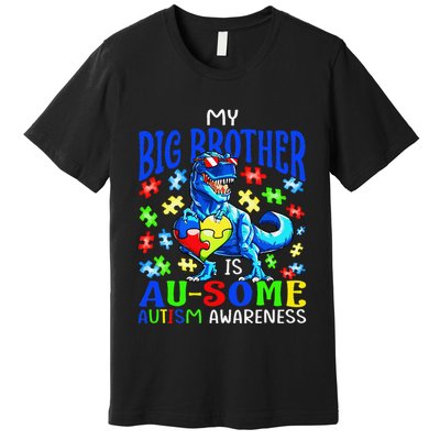 Autism Support Autistic My Big Brother Is Awesome Dinosaur Premium T-Shirt