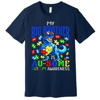 Autism Support Autistic My Big Brother Is Awesome Dinosaur Premium T-Shirt