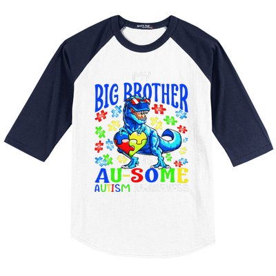 Autism Support Autistic My Big Brother Is Awesome Dinosaur Baseball Sleeve Shirt