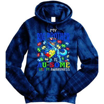 Autism Support Autistic My Big Brother Is Awesome Dinosaur Tie Dye Hoodie