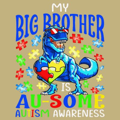 Autism Support Autistic My Big Brother Is Awesome Dinosaur T-Shirt