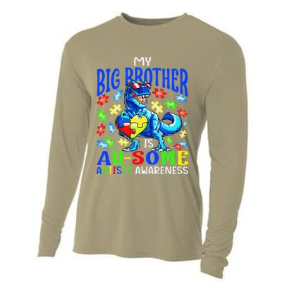 Autism Support Autistic My Big Brother Is Awesome Dinosaur Cooling Performance Long Sleeve Crew