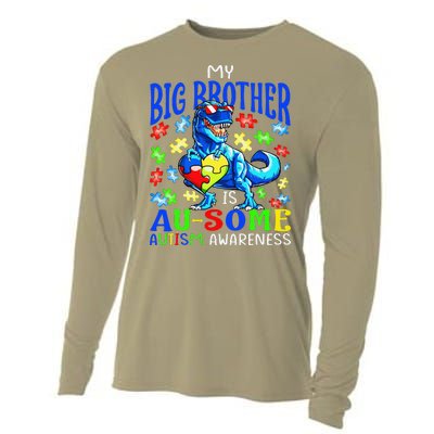 Autism Support Autistic My Big Brother Is Awesome Dinosaur Cooling Performance Long Sleeve Crew