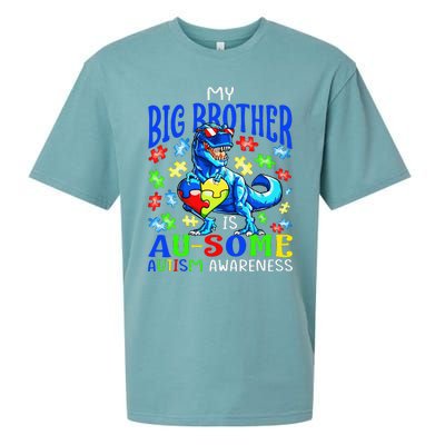 Autism Support Autistic My Big Brother Is Awesome Dinosaur Sueded Cloud Jersey T-Shirt