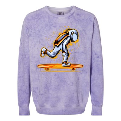 Astronaut Skateboarding Colorblast Crewneck Sweatshirt