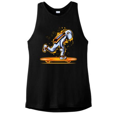 Astronaut Skateboarding Ladies PosiCharge Tri-Blend Wicking Tank