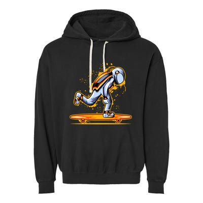 Astronaut Skateboarding Garment-Dyed Fleece Hoodie