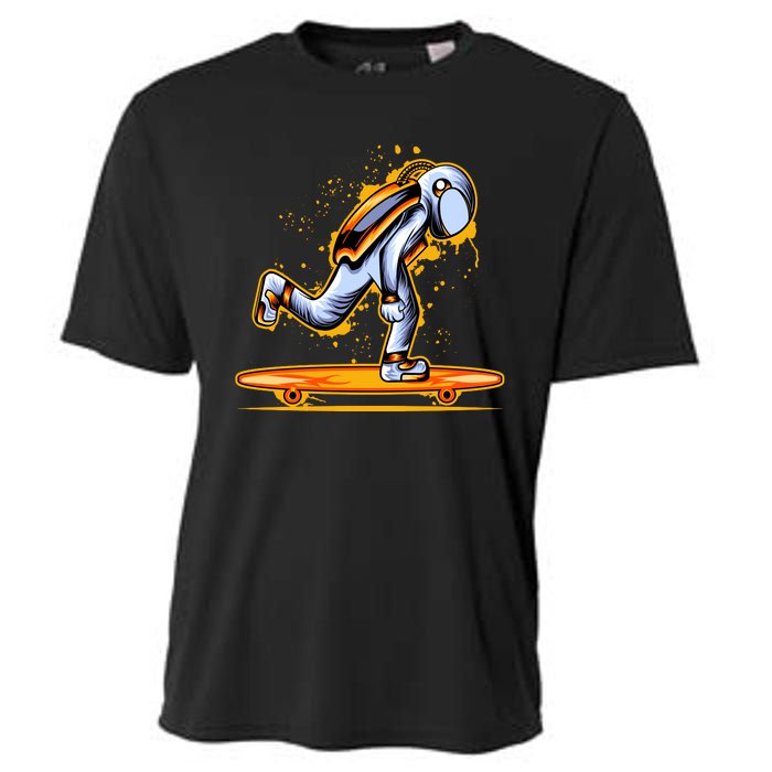 Astronaut Skateboarding Cooling Performance Crew T-Shirt