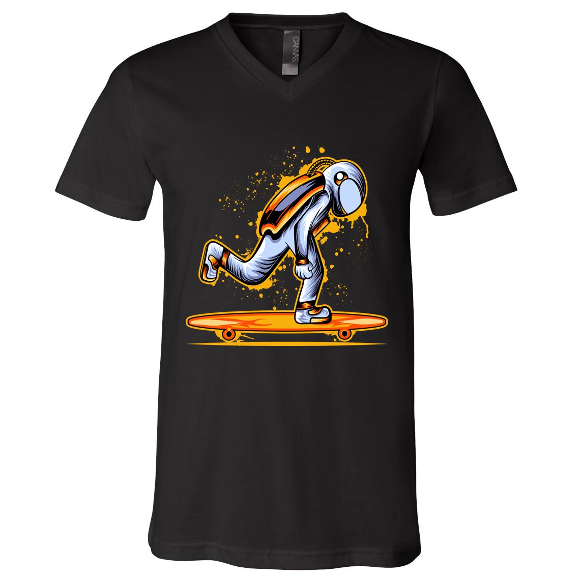 Astronaut Skateboarding V-Neck T-Shirt