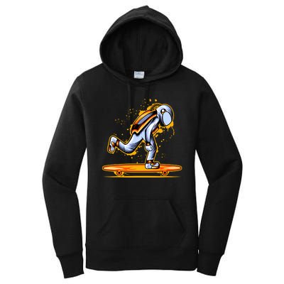 Astronaut Skateboarding Women's Pullover Hoodie