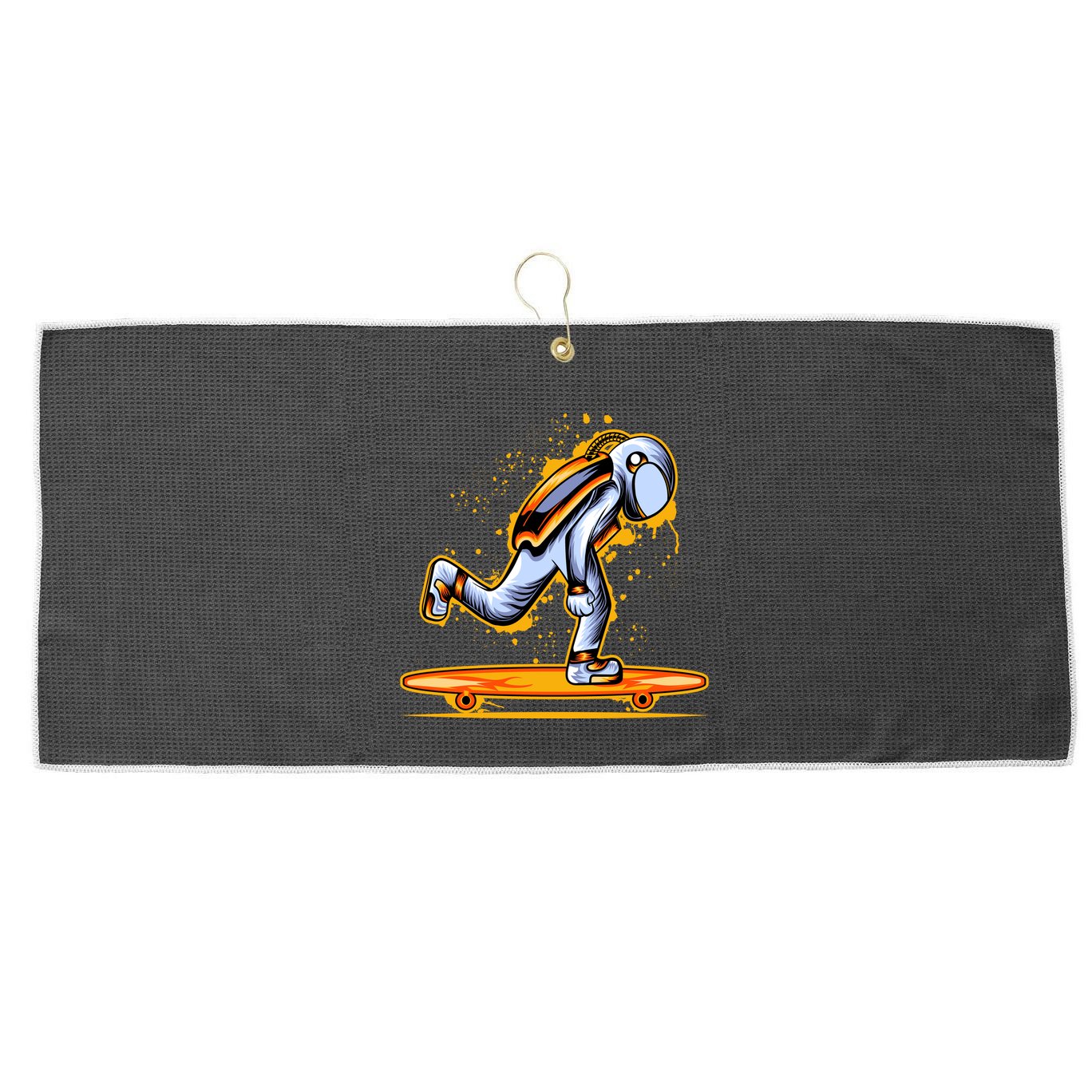 Astronaut Skateboarding Large Microfiber Waffle Golf Towel