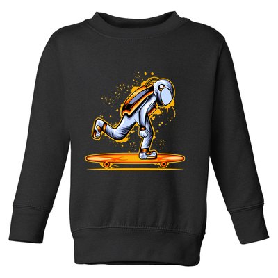 Astronaut Skateboarding Toddler Sweatshirt