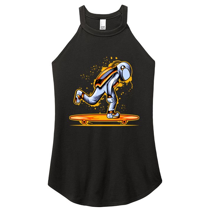 Astronaut Skateboarding Women's Perfect Tri Rocker Tank