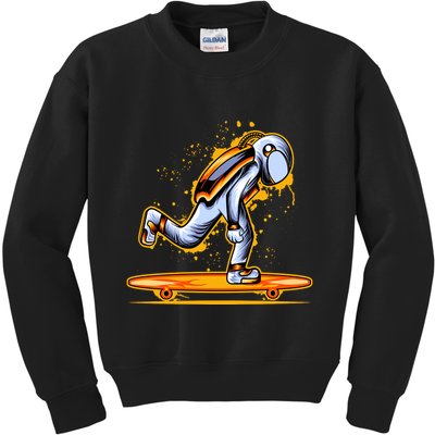 Astronaut Skateboarding Kids Sweatshirt
