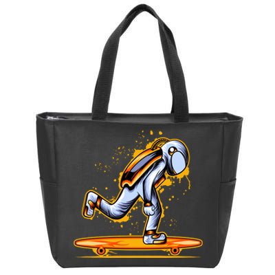 Astronaut Skateboarding Zip Tote Bag