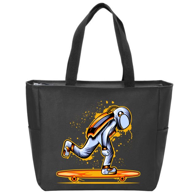 Astronaut Skateboarding Zip Tote Bag