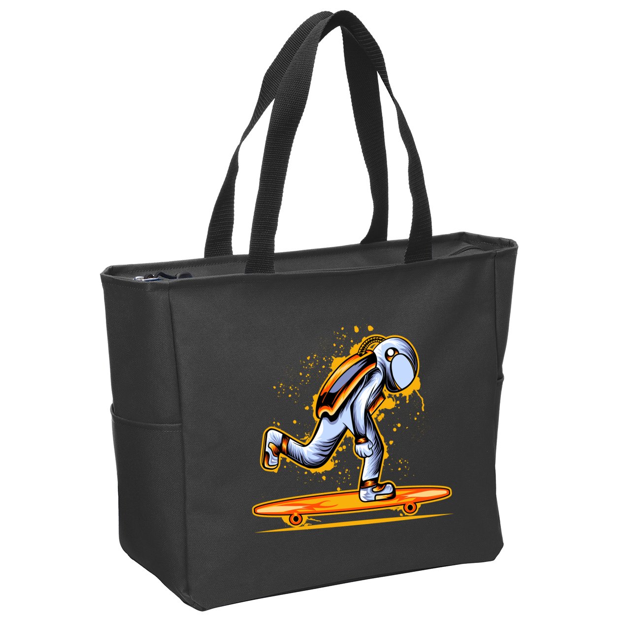Astronaut Skateboarding Zip Tote Bag
