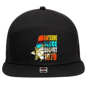 Awesome Since August 1979 Fishing 40th Birthday Gift 7 Panel Mesh Trucker Snapback Hat