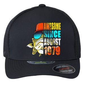 Awesome Since August 1979 Fishing 40th Birthday Gift Flexfit Unipanel Trucker Cap