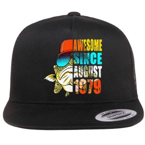 Awesome Since August 1979 Fishing 40th Birthday Gift Flat Bill Trucker Hat