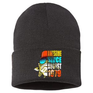 Awesome Since August 1979 Fishing 40th Birthday Gift Sustainable Knit Beanie