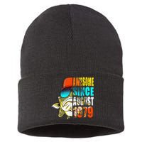 Awesome Since August 1979 Fishing 40th Birthday Gift Sustainable Knit Beanie