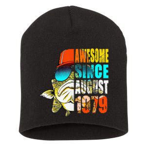 Awesome Since August 1979 Fishing 40th Birthday Gift Short Acrylic Beanie