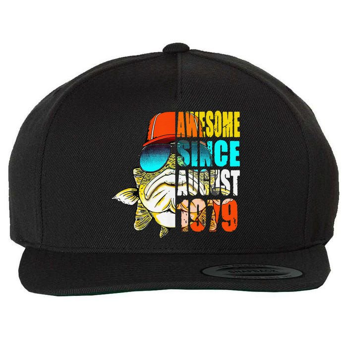 Awesome Since August 1979 Fishing 40th Birthday Gift Wool Snapback Cap