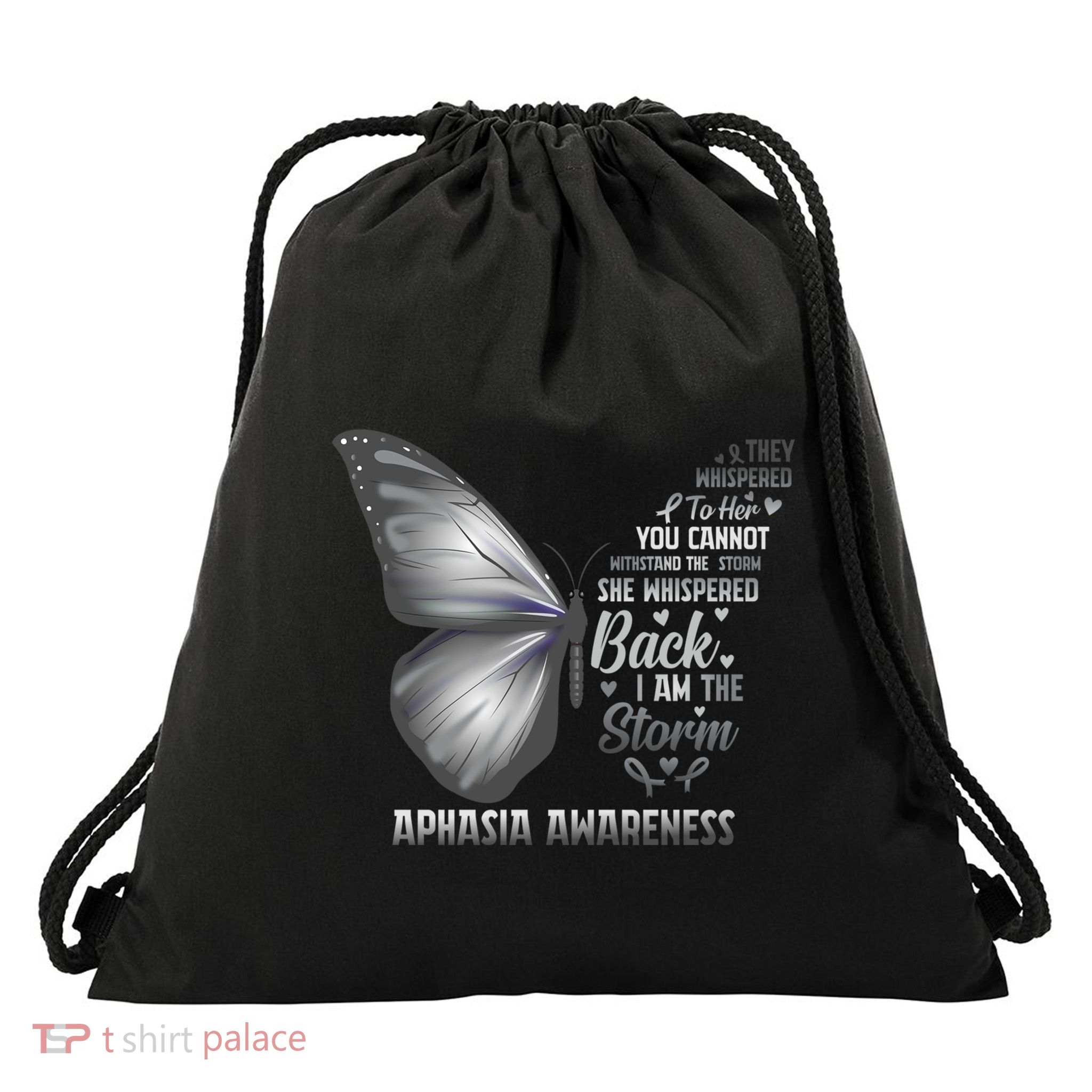Aphasia Support Awareness Print Meaningful Gift Drawstring Bag
