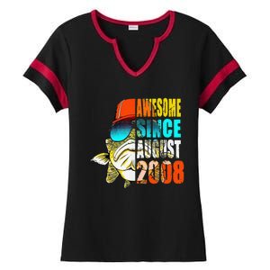 Awesome Since August 2008 Fishing 11th Birthday Gift Ladies Halftime Notch Neck Tee