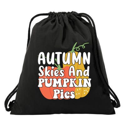 Autumn Skies And Pumpkin Pies Cute Drawstring Bag