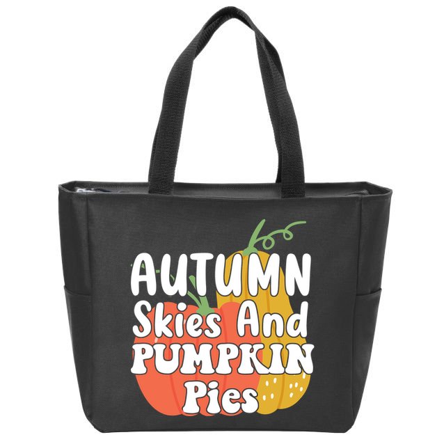 Autumn Skies And Pumpkin Pies Cute Zip Tote Bag