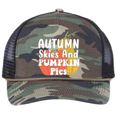 Autumn Skies And Pumpkin Pies Cute Retro Rope Trucker Hat Cap