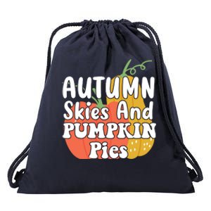 Autumn Skies And Pumpkin Pies Cute Drawstring Bag