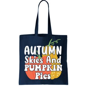 Autumn Skies And Pumpkin Pies Cute Tote Bag