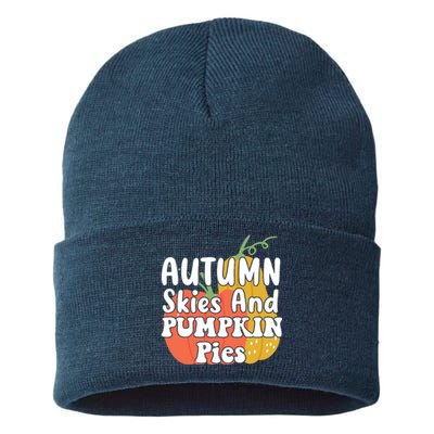 Autumn Skies And Pumpkin Pies Cute Sustainable Knit Beanie