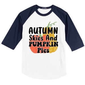 Autumn Skies And Pumpkin Pies Cute Baseball Sleeve Shirt