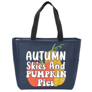 Autumn Skies And Pumpkin Pies Cute Zip Tote Bag