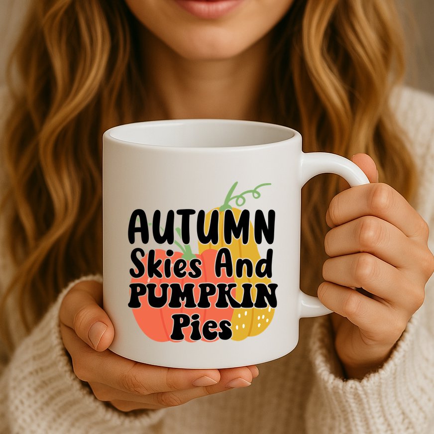 Autumn Skies And Pumpkin Pies Cute Mug