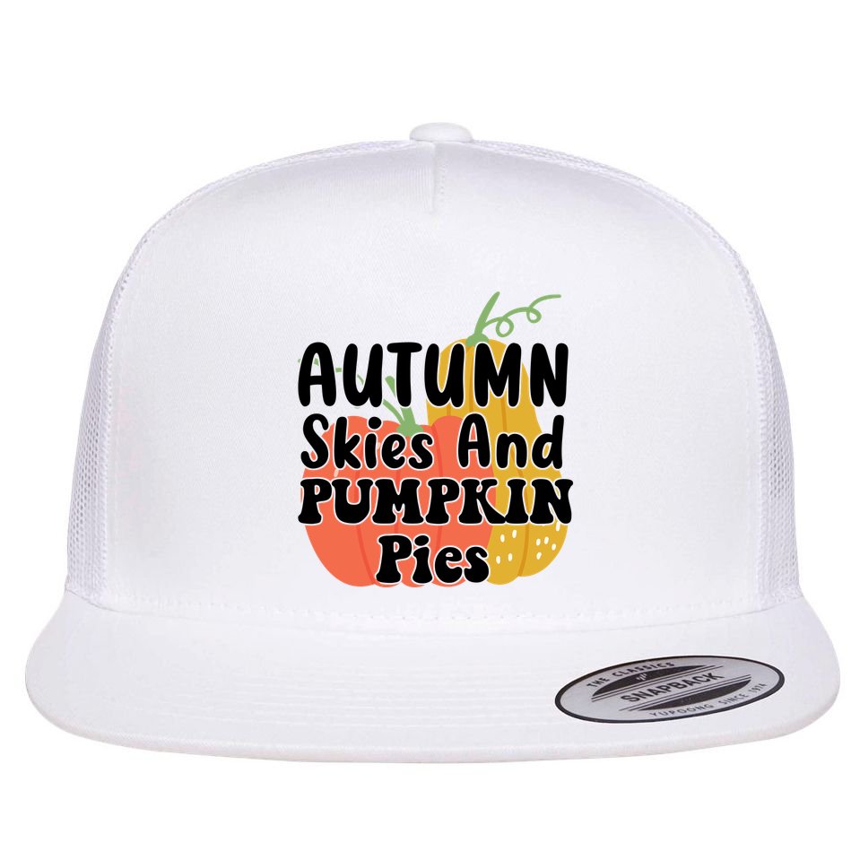 Autumn Skies And Pumpkin Pies Cute Flat Bill Trucker Hat
