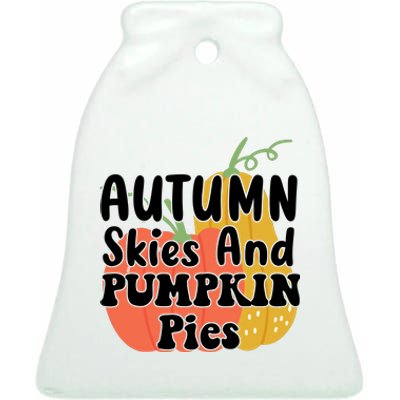 Autumn Skies And Pumpkin Pies Cute Ceramic Bell Ornament