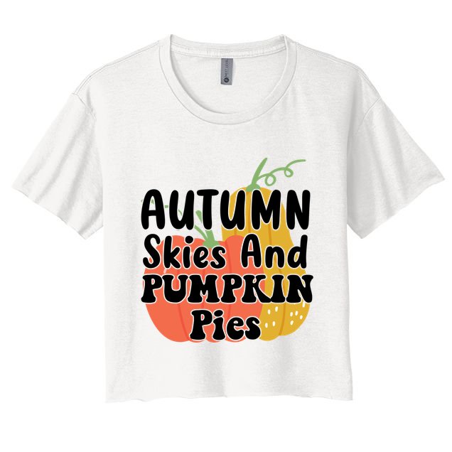 Autumn Skies And Pumpkin Pies Cute Crop Top