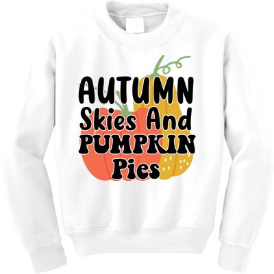 Autumn Skies And Pumpkin Pies Cute Kids Sweatshirt