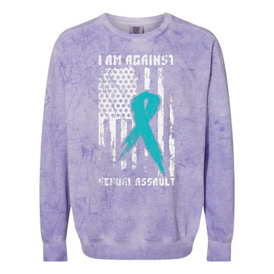 Against Sexual Assault American Flag Colorblast Crewneck Sweatshirt