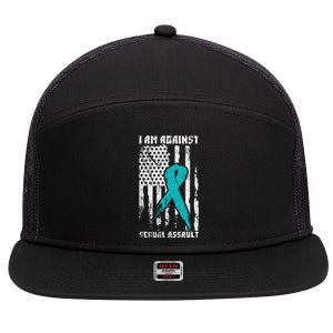 Against Sexual Assault American Flag 7 Panel Mesh Trucker Snapback Hat