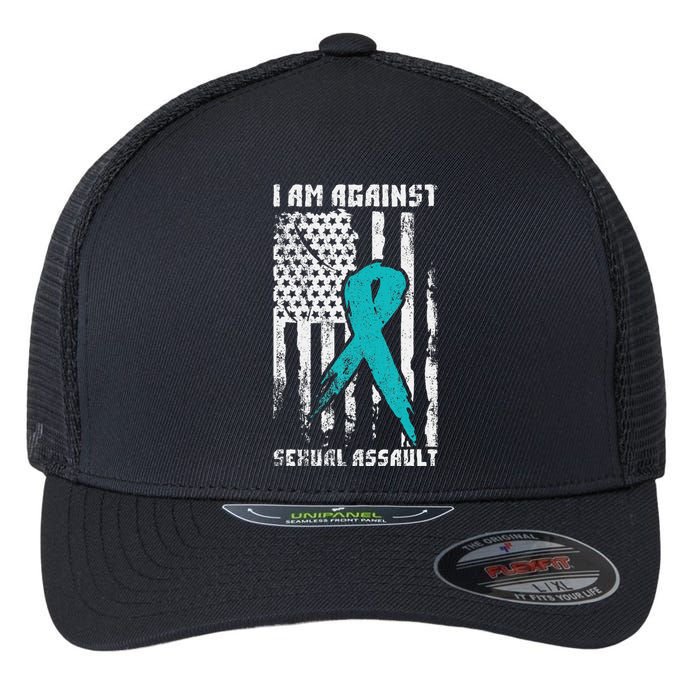 Against Sexual Assault American Flag Flexfit Unipanel Trucker Cap