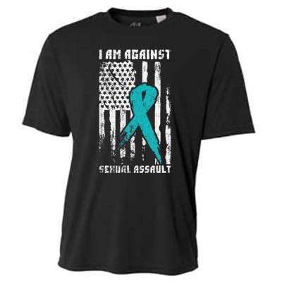 Against Sexual Assault American Flag Cooling Performance Crew T-Shirt