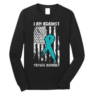 Against Sexual Assault American Flag Long Sleeve Shirt