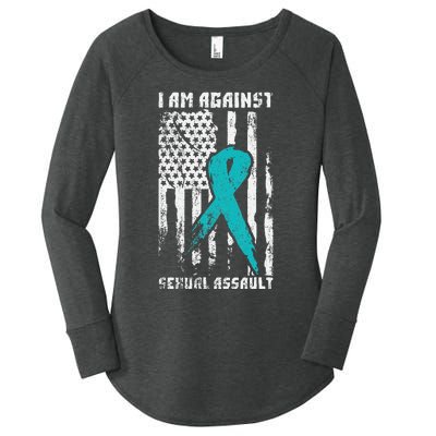 Against Sexual Assault American Flag Women's Perfect Tri Tunic Long Sleeve Shirt